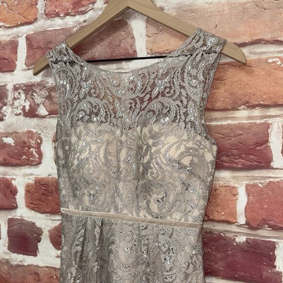 Jenny Yoo Dress Women's 0 Sandstone Floral Lace Event Evening Party Zip Up - Picture 4 of 10